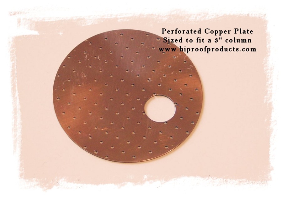 Perforated Copper Plate with Down Comer 6 Inch Diameter - Mile Hi Distilling